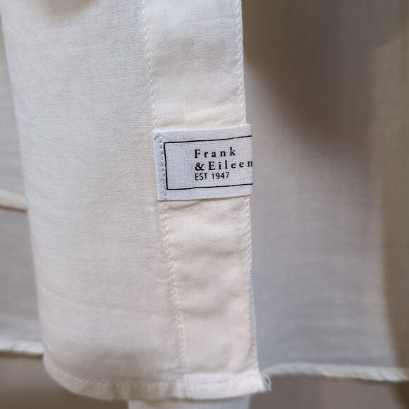 Frank & Eileen Womens XS Eileen Relaxed Button Shirt Cotton Peach Ivory Cream - Picture 4 of 12